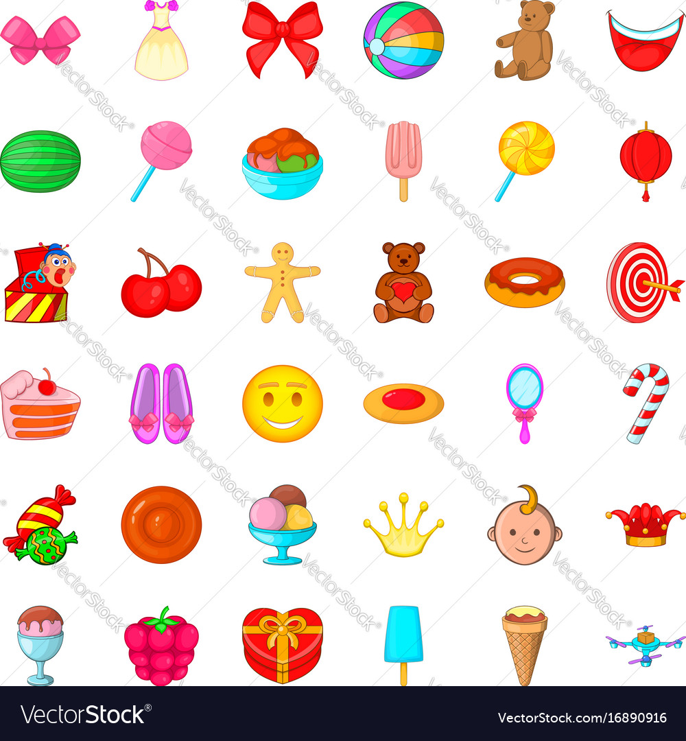 Fun holiday icons set cartoon style Royalty Free Vector