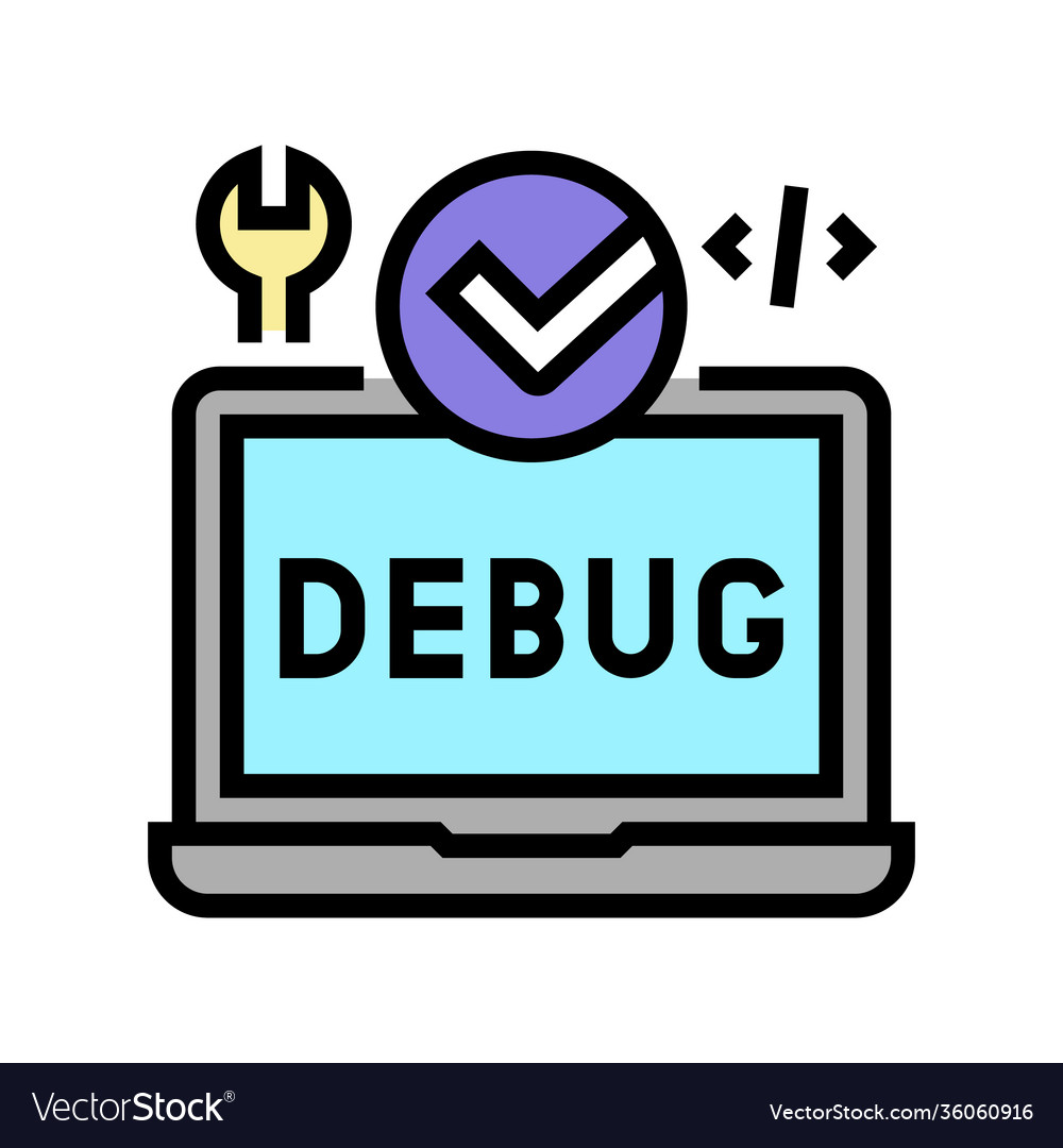Laptop debug fixed color icon Royalty Free Vector Image