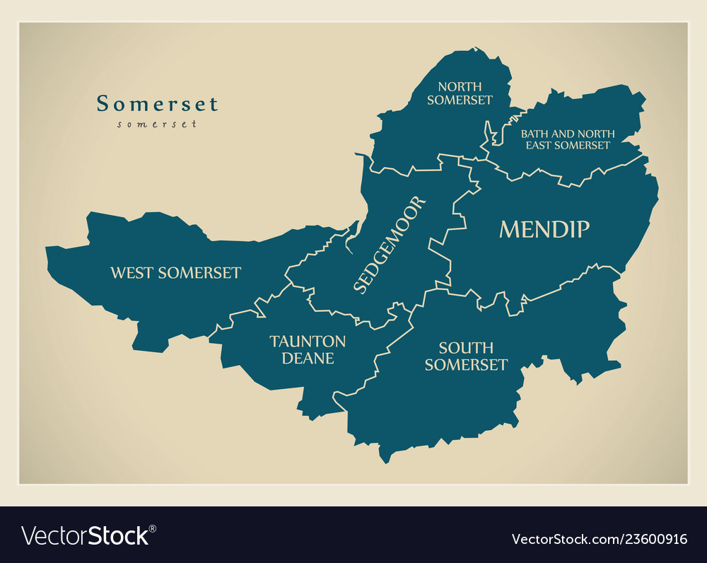 Modern map - somerset county with district Vector Image