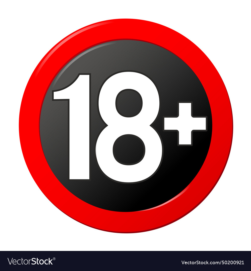 18 plus sign isolated Royalty Free Vector Image