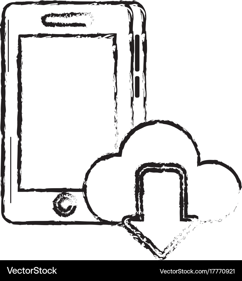 Figure smartphone technology with cloud data icon Vector Image
