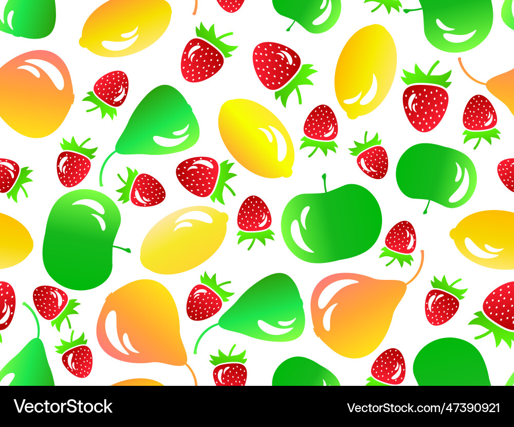 Fruit seamless pattern with lemons apples pears Vector Image
