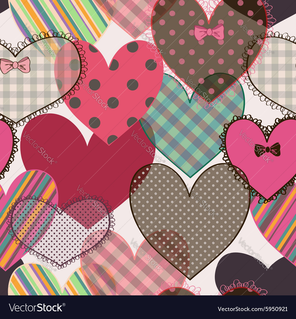 Seamless pattern of scrapbook hearts Royalty Free Vector