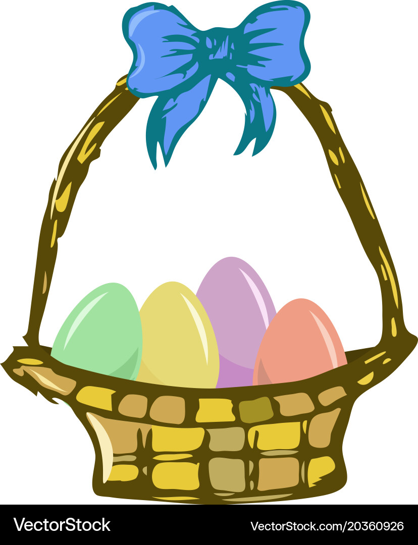Basket with easter eggs Royalty Free Vector Image