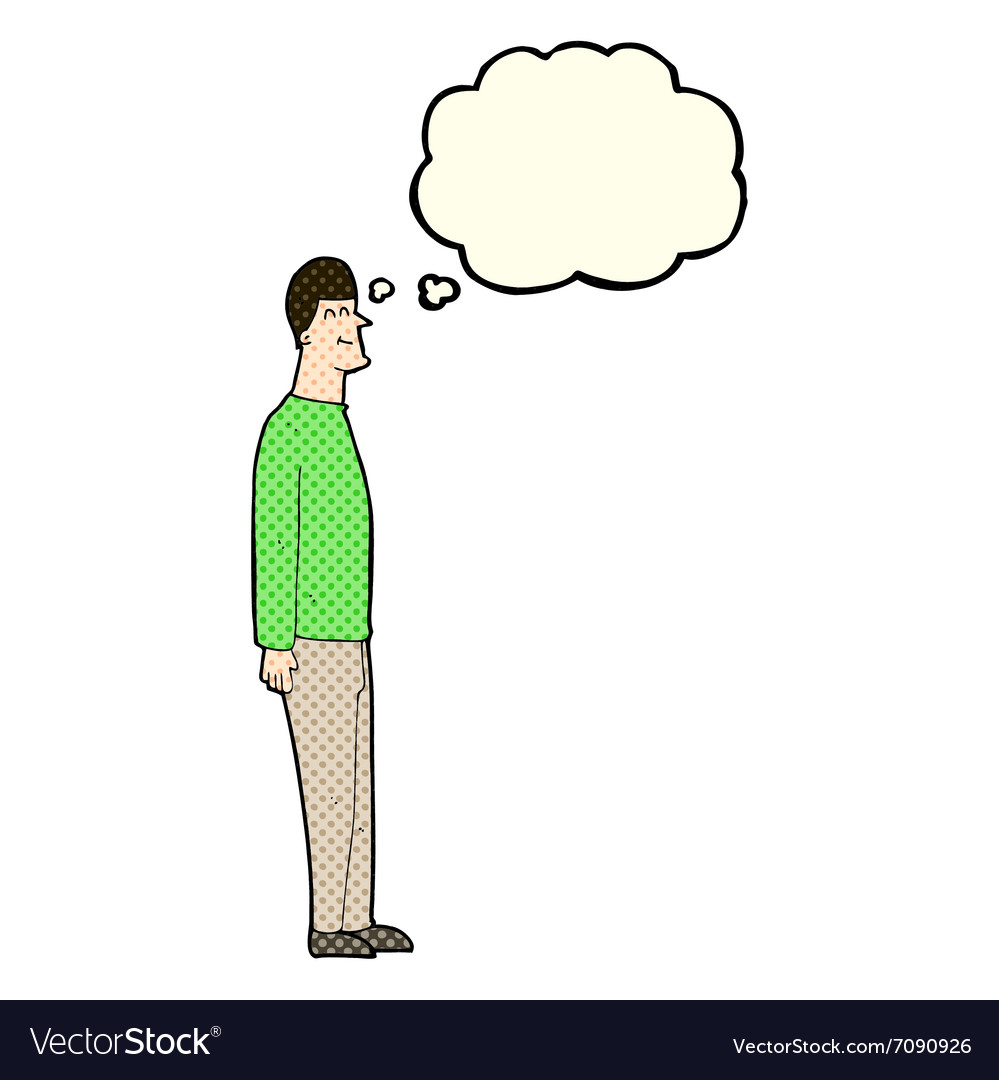 Cartoon tall man with thought bubble Royalty Free Vector Cartoon tall man with thought bubble Royalty Free Vector