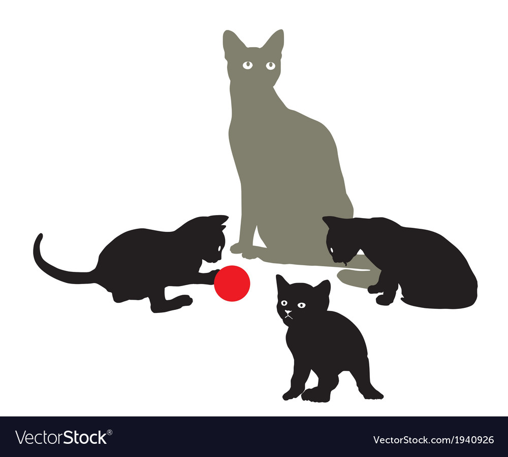 Cat Family At Play Royalty Free Vector Image - Vectorstock