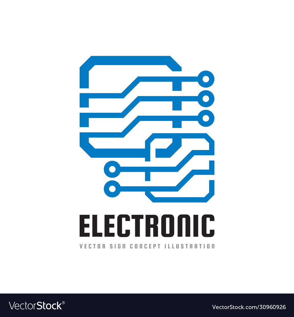 Computer electronic chip - logo template Vector Image