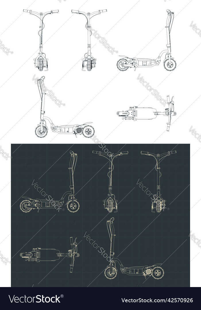 Electric scooter blueprints Royalty Free Vector Image