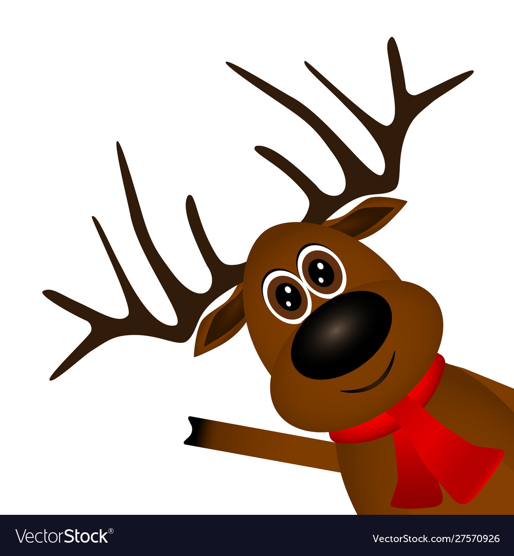 Funny reindeer in a scarf for christmas smiling Vector Image