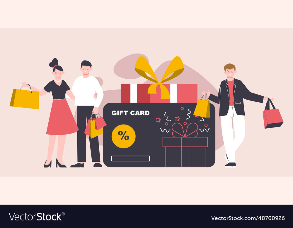 Gift And Bonus Card Voucher Benefits Service Vector Image