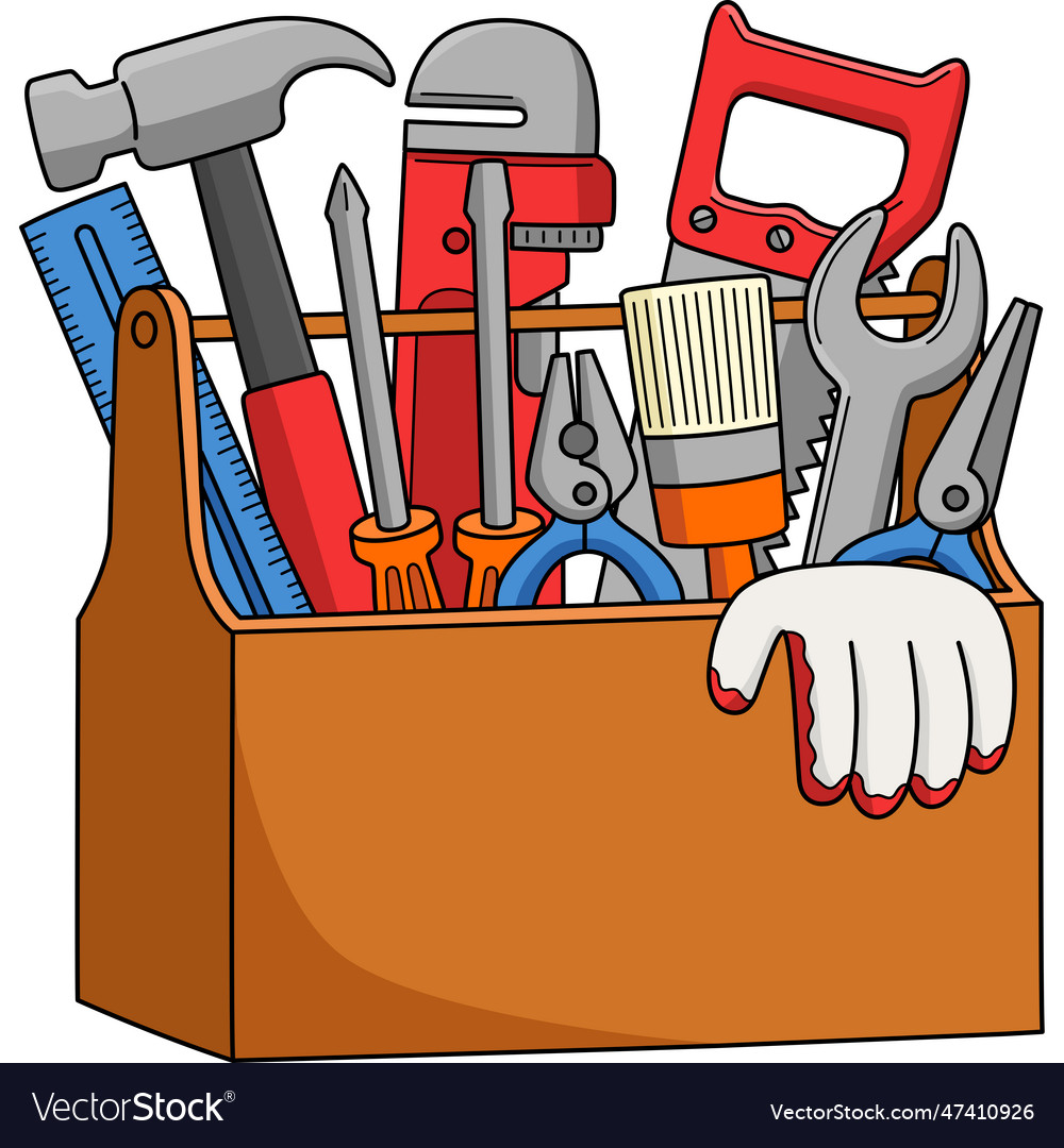 Happy fathers day toolbox cartoon colored clipart Vector Image