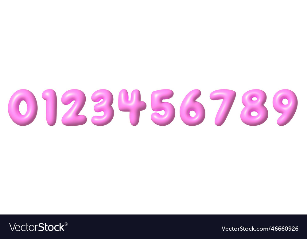 Set Of Pink 3d Numbers Icons Royalty Free Vector Image Set Of Pink 3d Numbers Icons Royalty Free Vector Image