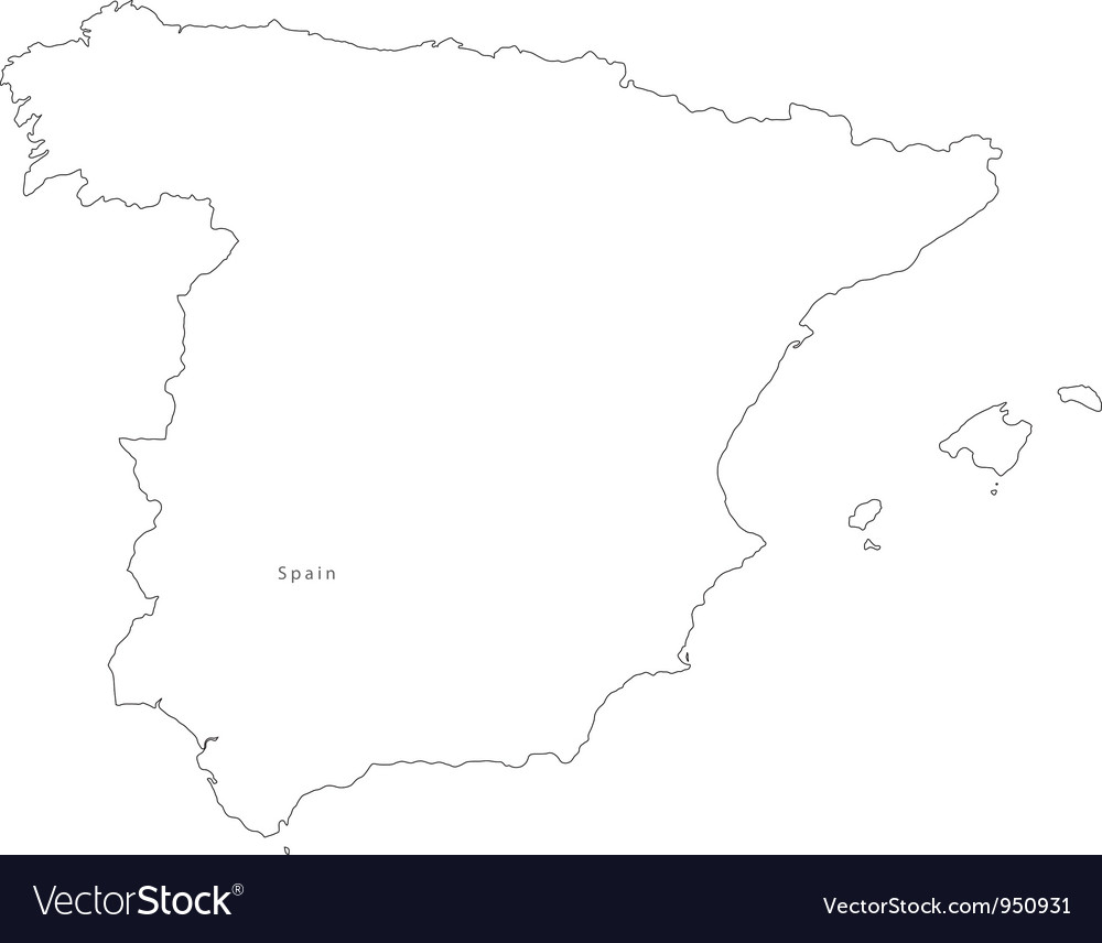 Spain Map Black And White Black White Spain Outline Map Royalty Free Vector Image