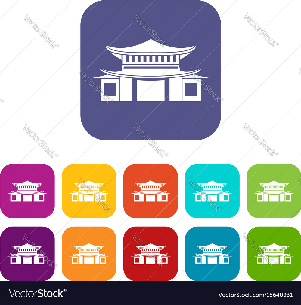 Chinese Icons Set Flat Royalty Free Vector Image Chinese Icons Set Flat Royalty Free Vector Image