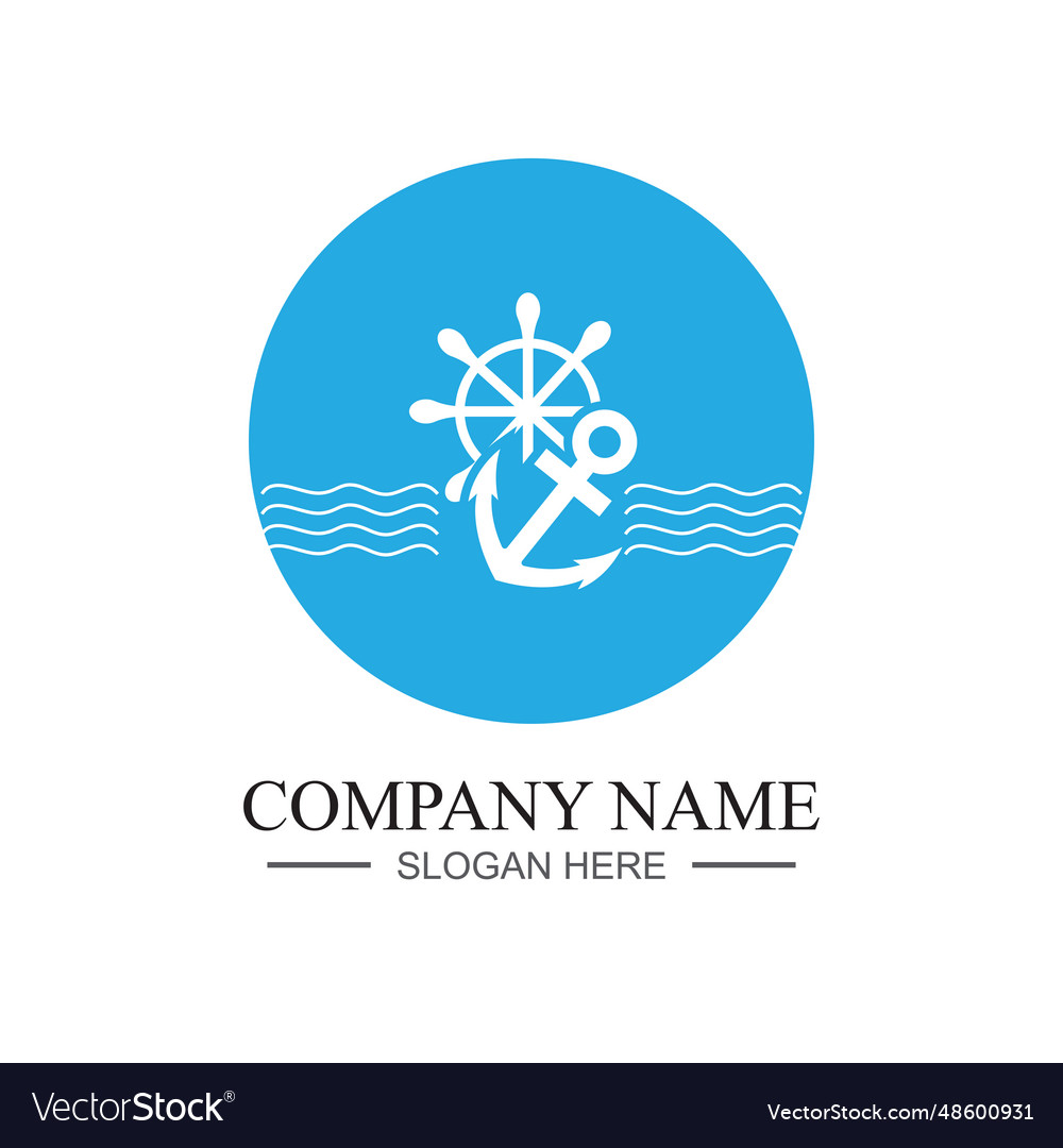 Marine retro emblems logo with anchor and rope Vector Image