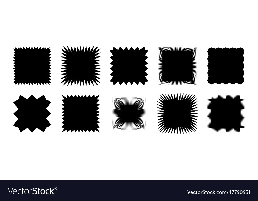 Zig zag edge square shape collection jagged Vector Image