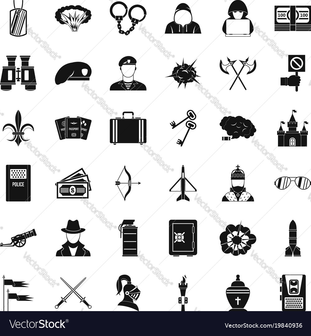 Aggressive action icons set simple style Vector Image