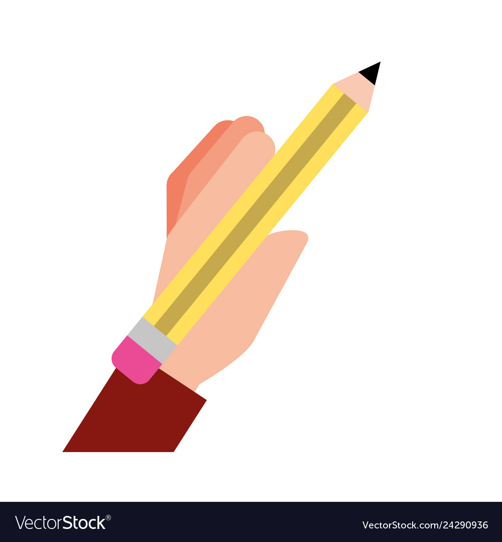 Graphic design hand holding pencil Royalty Free Vector Image