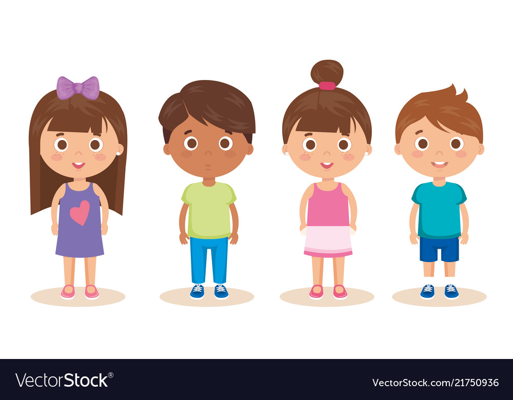 Group little kids characters Royalty Free Vector Image