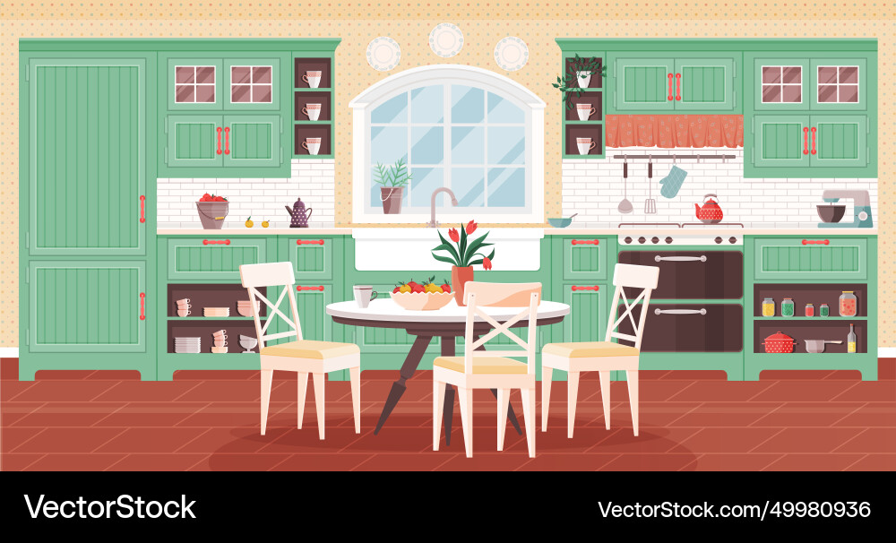 Kitchen interior create homely dining room Vector Image