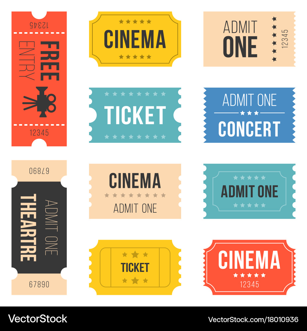 Ticket set for cinema Royalty Free Vector Image