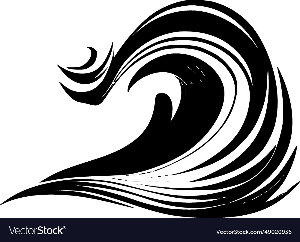Wave - black and white Royalty Free Vector Image