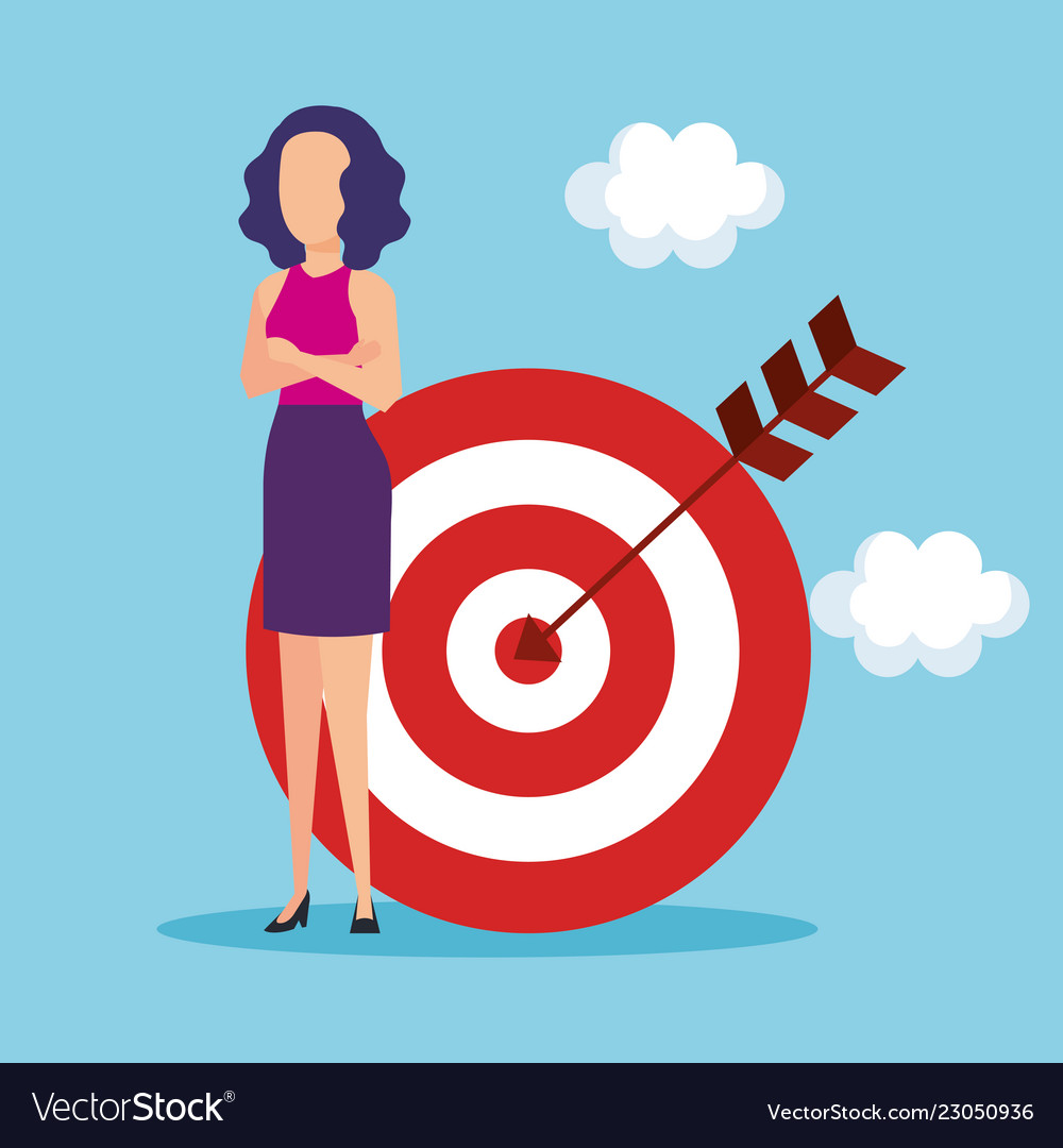 Woman with target and arrow Royalty Free Vector Image