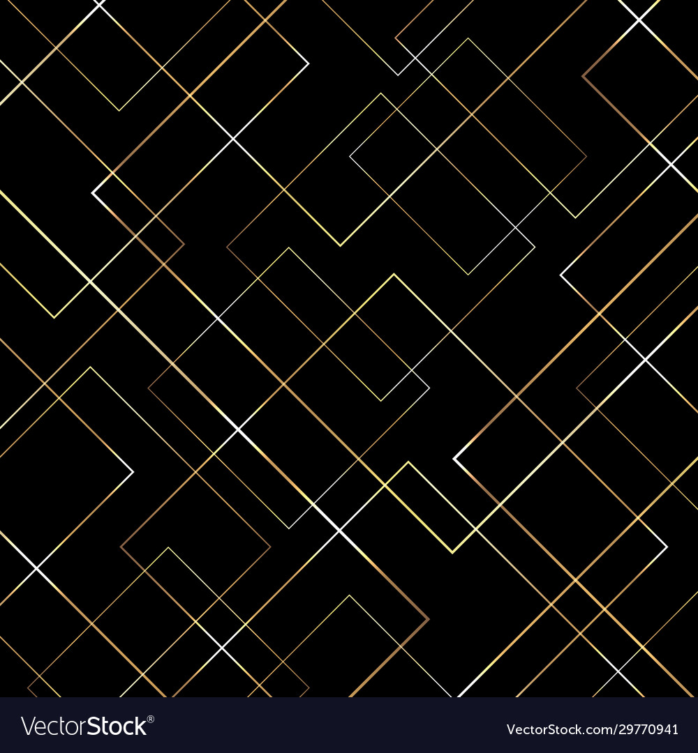 Abstract geometric gold lines pattern on black Vector Image