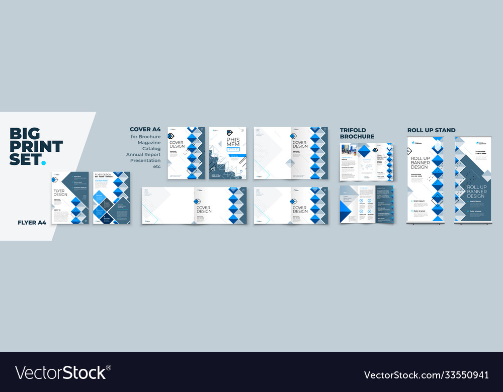 Corporate identity print template set brochure vector image Corporate identity print template set brochure