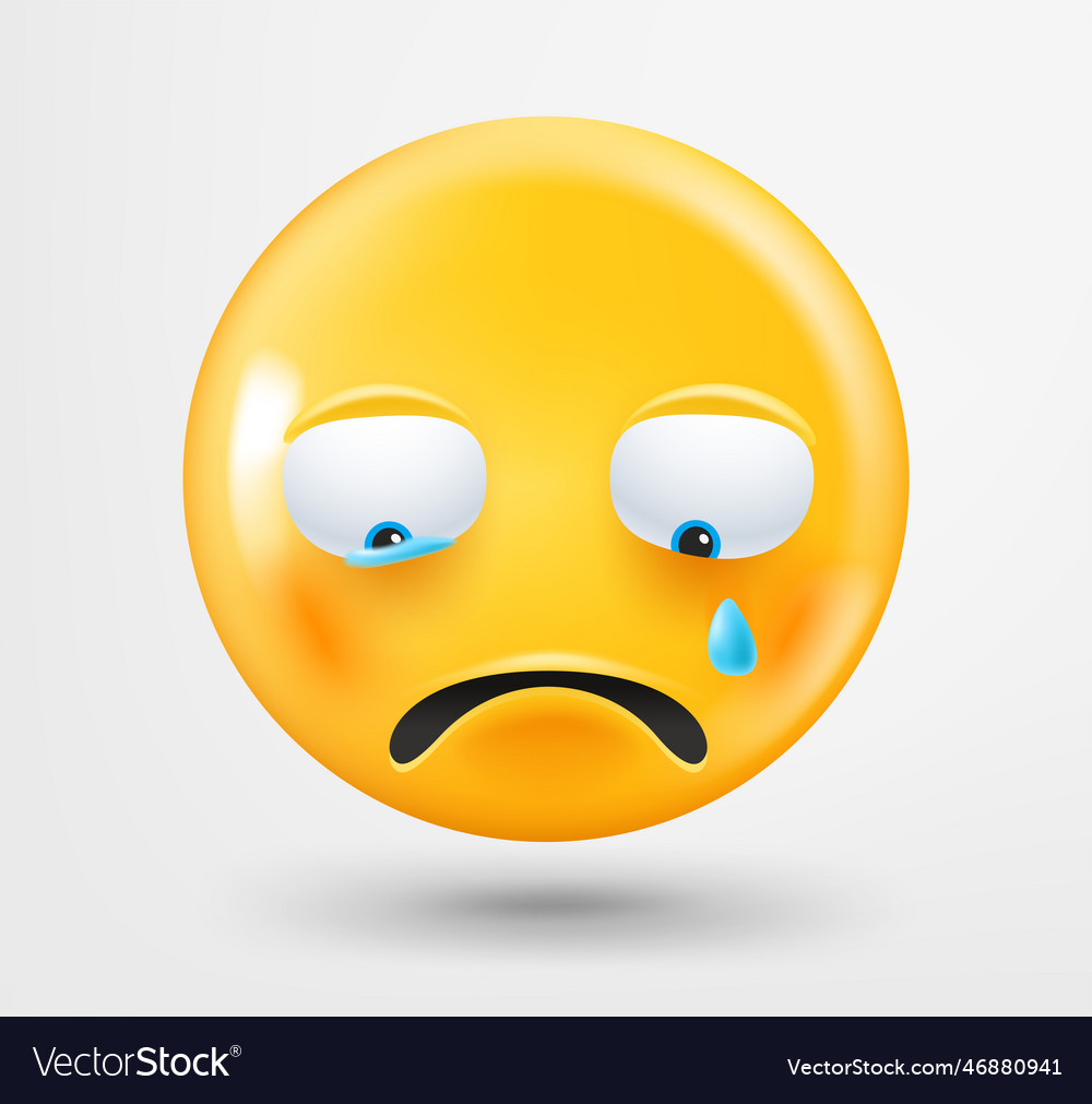 Crying Emoticon 3d Emoji Isolated On White Vector Image