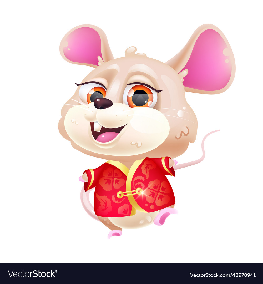 Cute mouse kawaii cartoon character 2020 chinese Vector Image