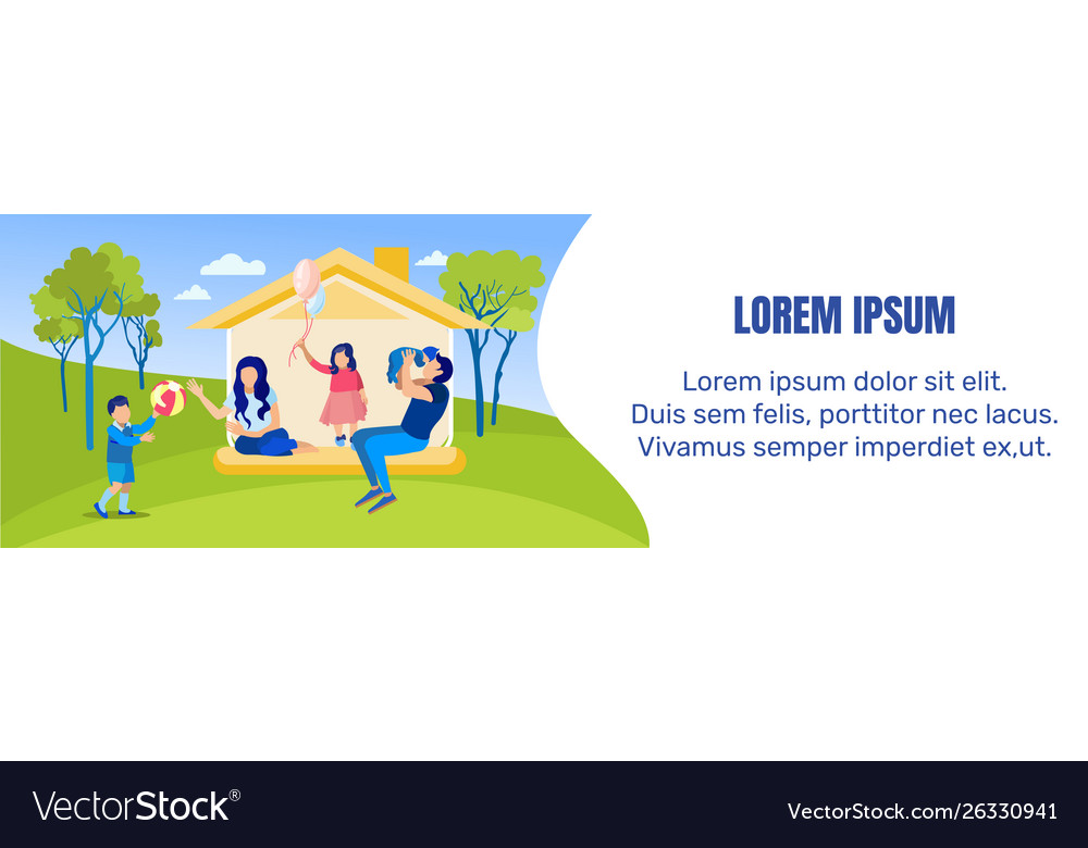 Happy Family Day Greeting Cartoon Flat Banner Vector Image
