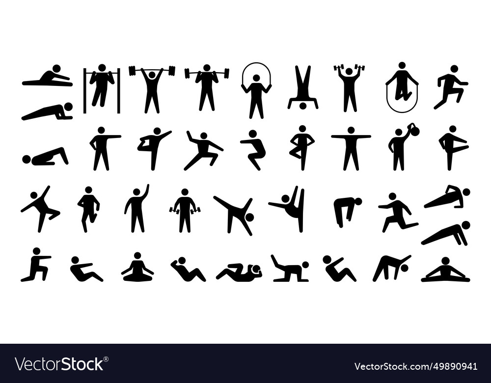 Human sport icons training persons silhouettes Vector Image