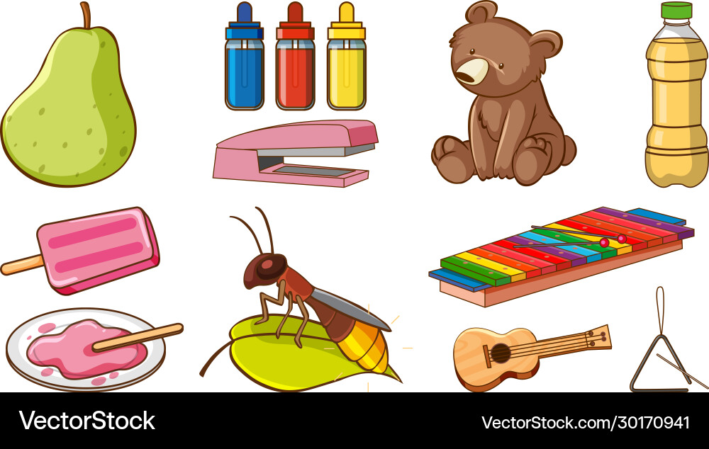 Large set different animals and other objects Vector Image