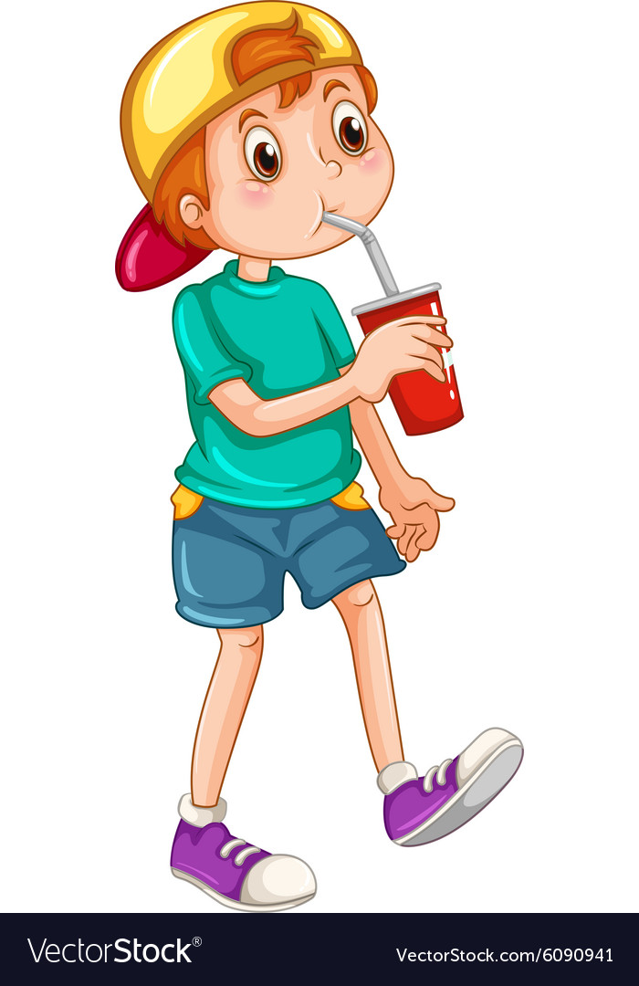 Little boy drinking from a cup Royalty Free Vector Image