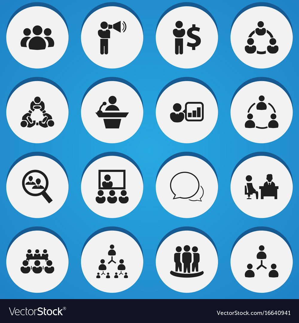 Set of 16 editable team icons includes symbols Vector Image