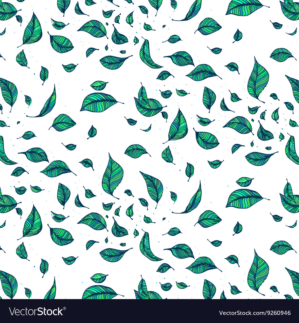 Green Leaf Pattern On Transparent Background Vector Image