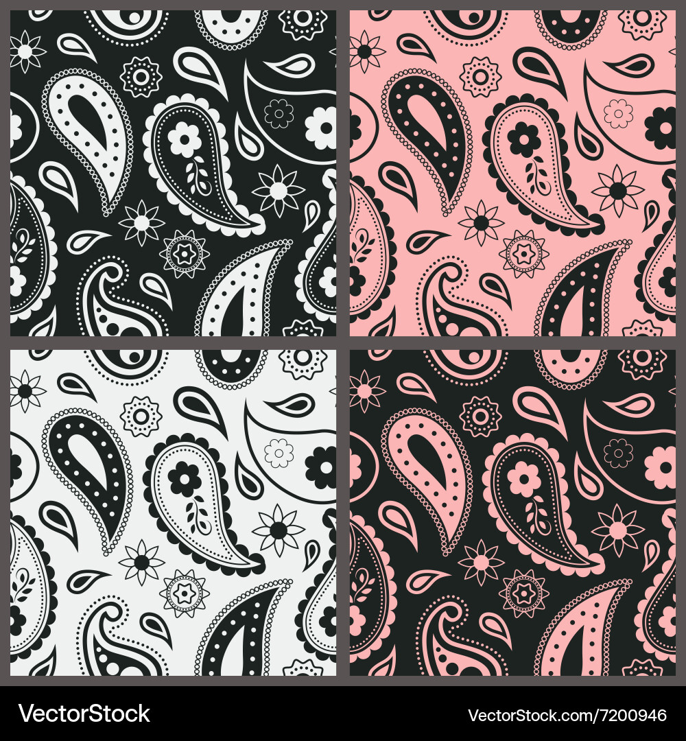 Seamless paisley pattern set Royalty Free Vector Image