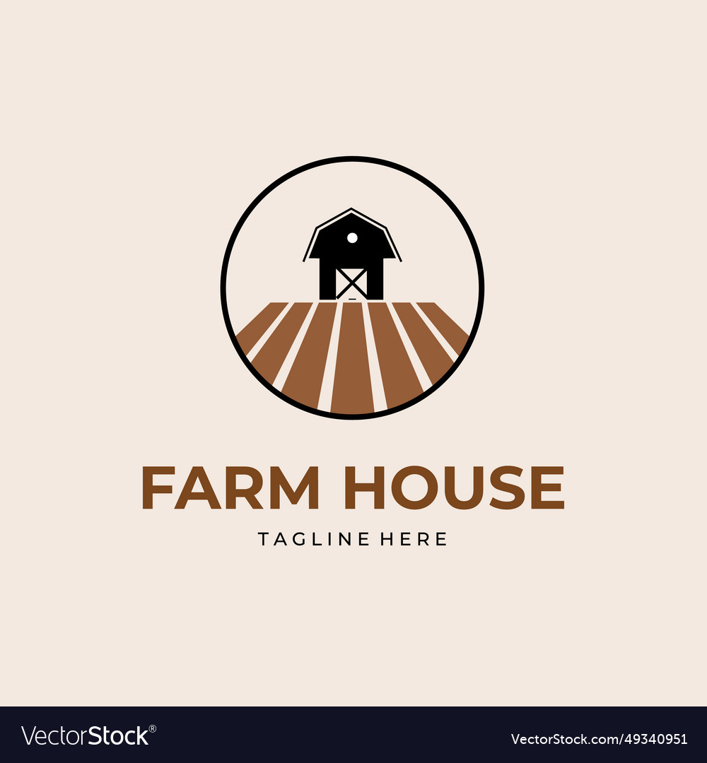 Farmhouse badge logo vintage design Royalty Free Vector