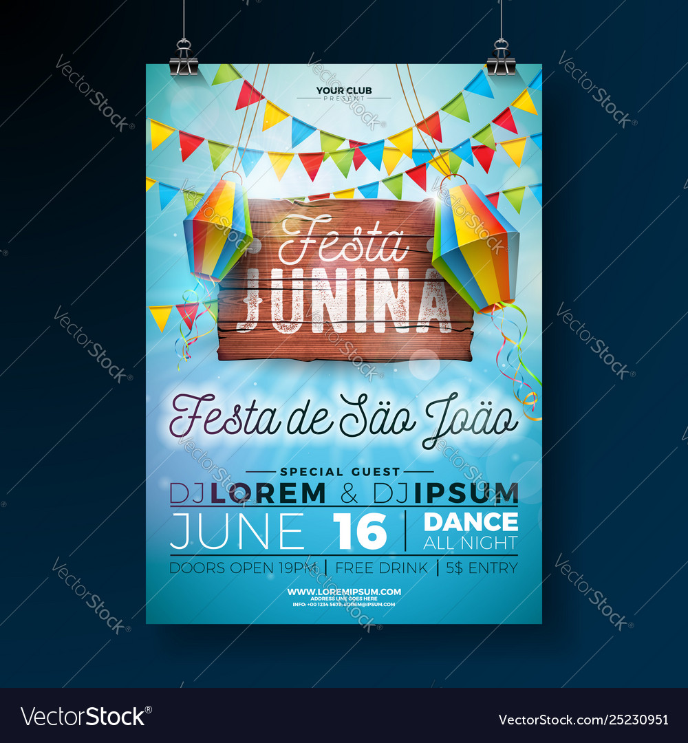Festa junina party flyer vector image Festa junina party flyer