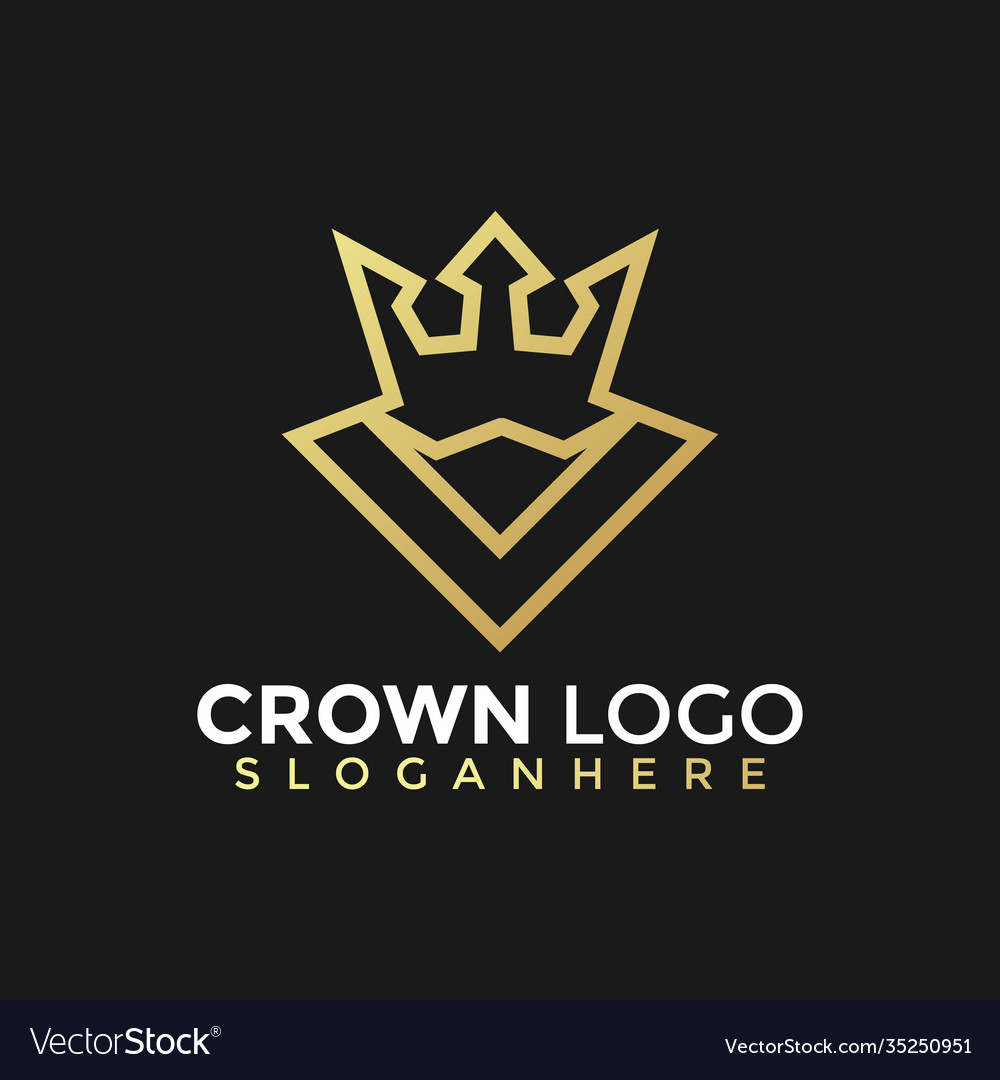 Golden crown victory modern logos design Vector Image