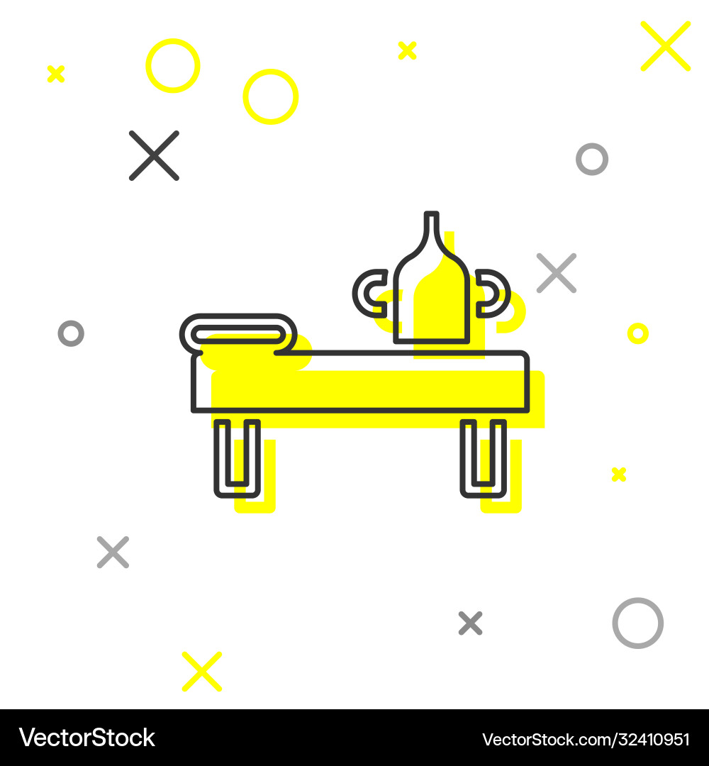 Grey line massage table with oil icon isolated Vector Image