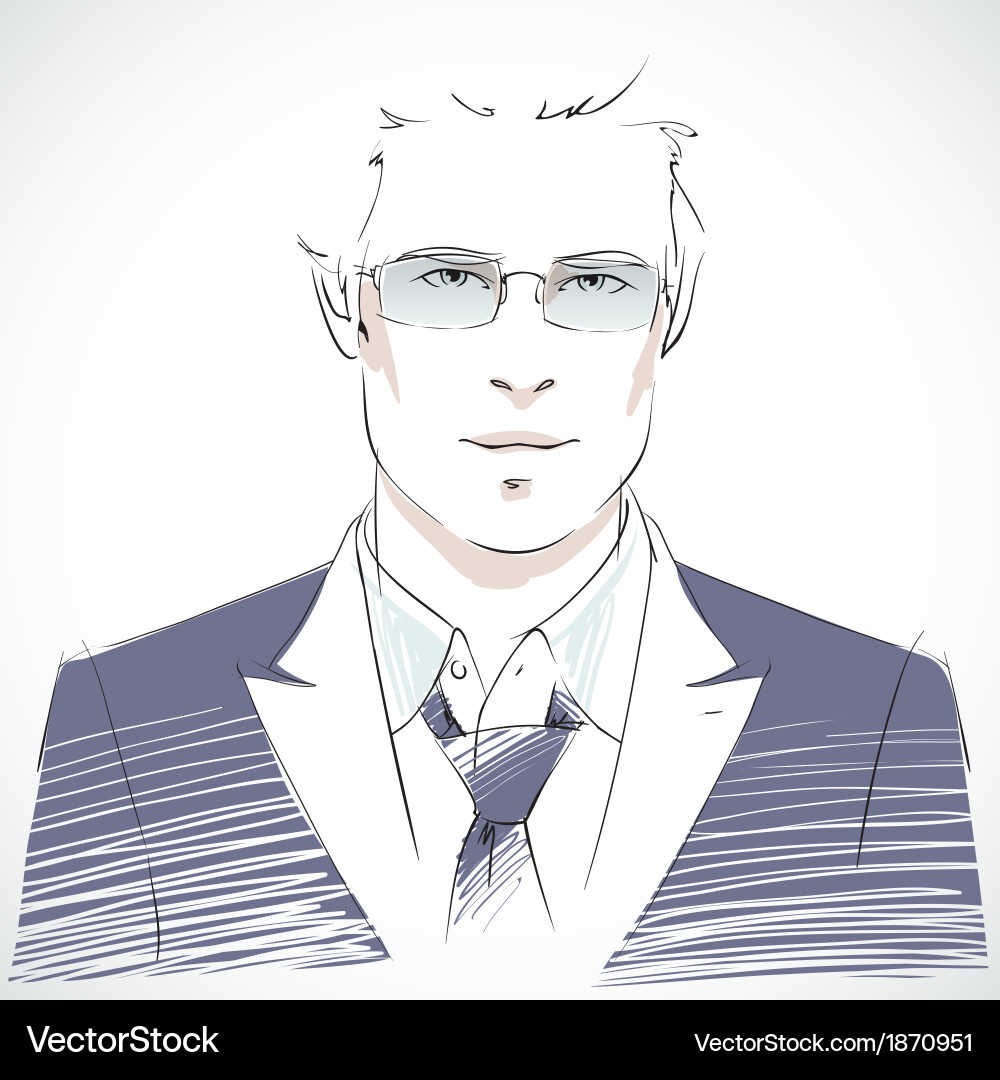 Stylish Young Businessman Portrait Royalty Free Vector Image