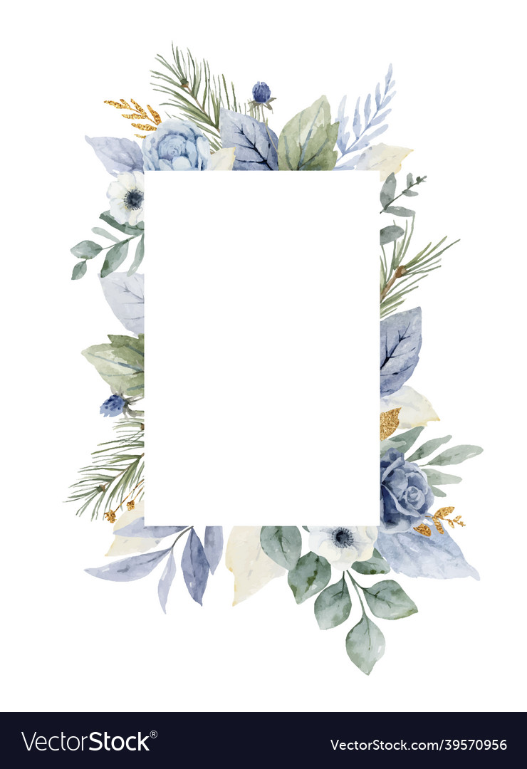 A watercolor winter frame with dusty blue Vector Image