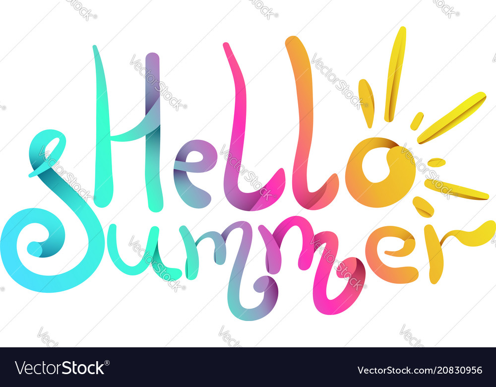 Bright colorful gradient hello summer lettering Vector Image