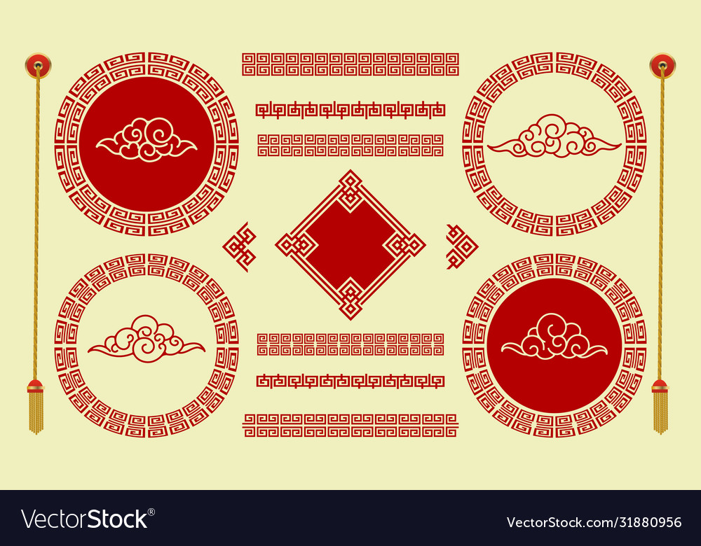 Chinese style clouds and borders vector image Chinese style clouds and borders