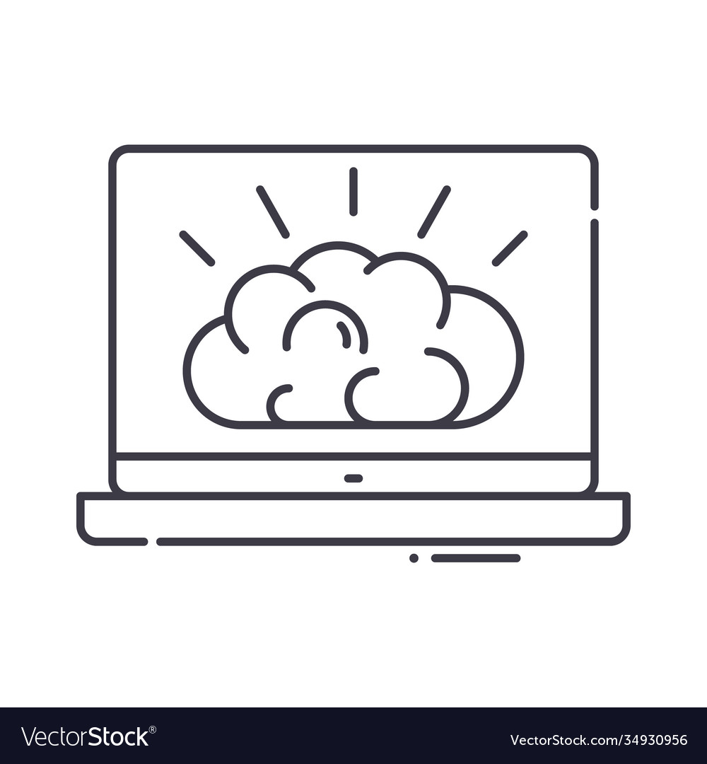 Computer research icon linear isolated Royalty Free Vector