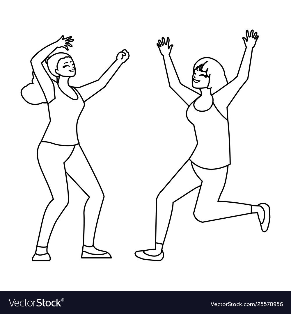 Happy young women celebrating characters Vector Image