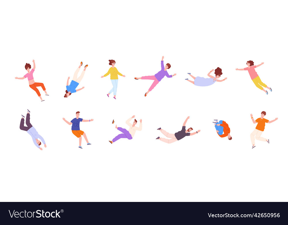 People in floating pose flying dream Royalty Free Vector