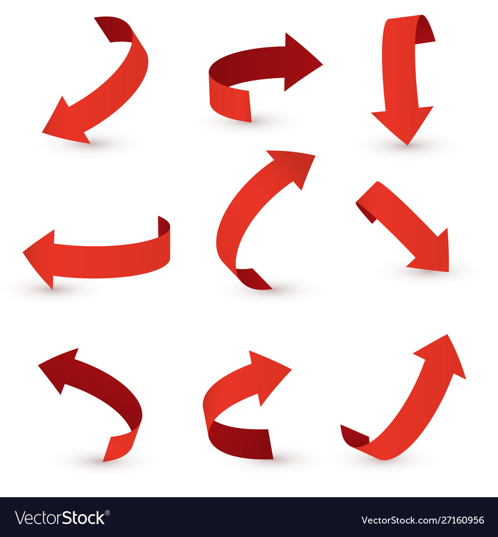 Red ribbon arrow set stickerst various Royalty Free Vector
